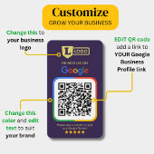 Google-Review-Anfragekarte mit QR-Code Deep Plum Visitenkarte