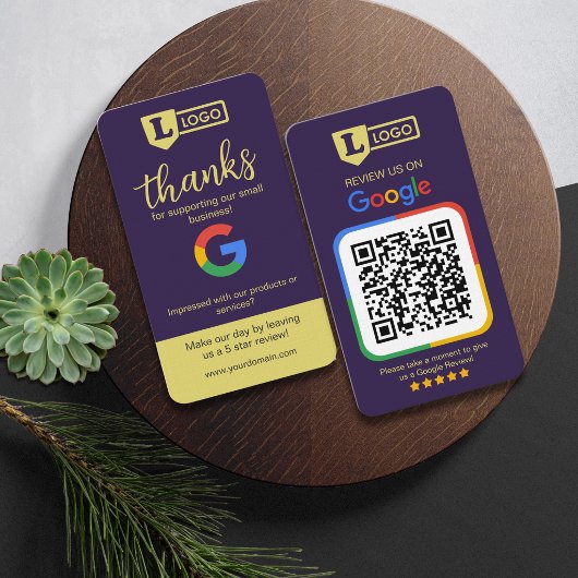 Google-Review-Anfragekarte mit QR-Code Deep Plum Visitenkarte