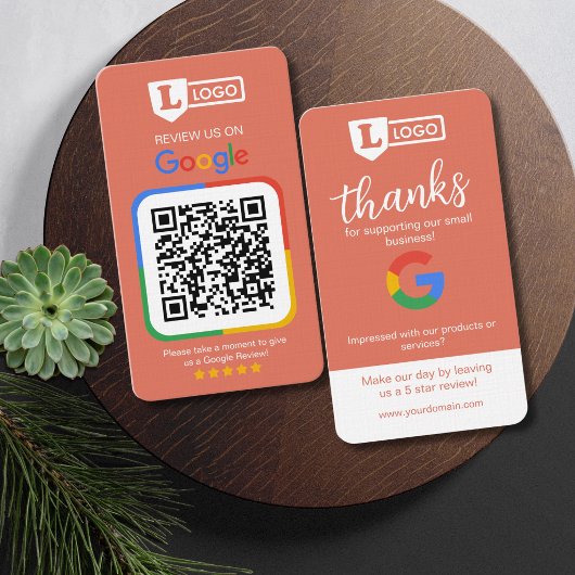 Google-Review-Anfragekarte mit QR-Code Terrakotta Visitenkarte