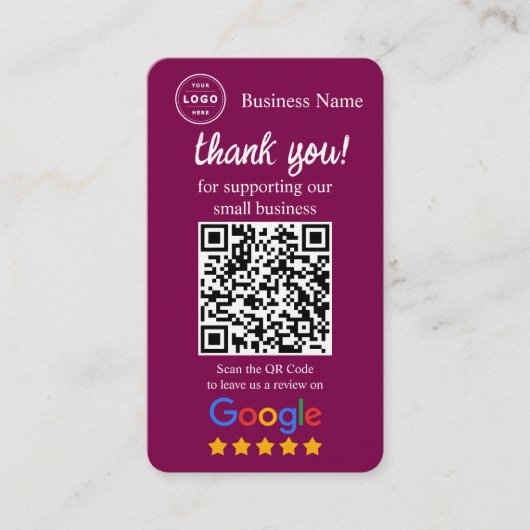 Google-Review-Anfragekarte mit QR-Code Visitenkarte (Vorderseite)