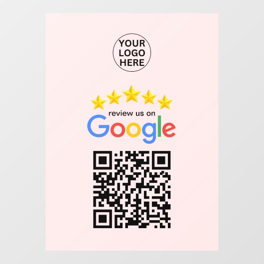 Google Review Business 5 Star QR Code Rosa Fensteraufkleber (Blatt)