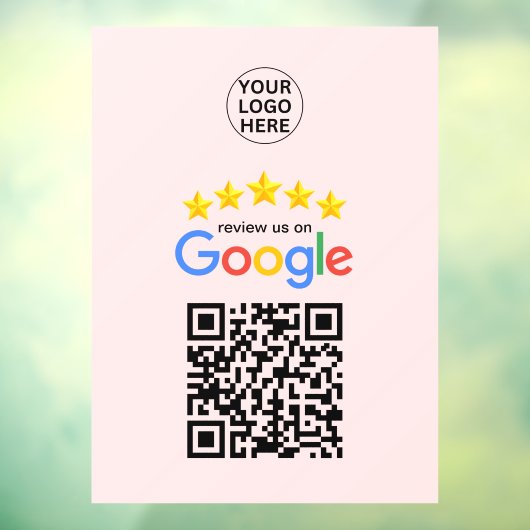 Google Review Business 5 Star QR Code Rosa Fensteraufkleber (Blatt 3)