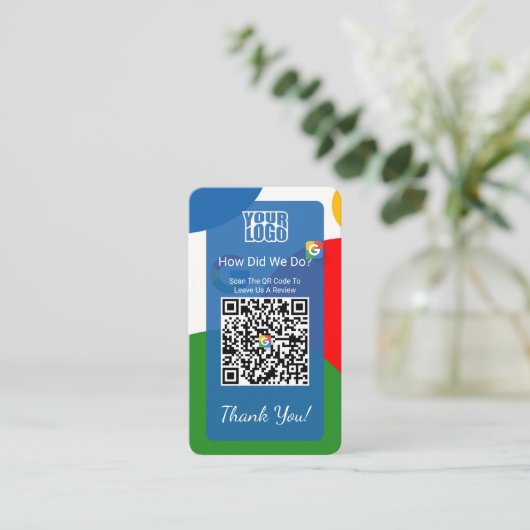 Google Review Business Card mit Facebook Link Visitenkarte (Stehend Vorderseite)
