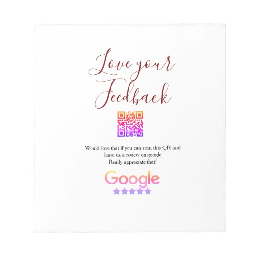 Google review business logo Scan QR review Notizblock (Vorderseite)