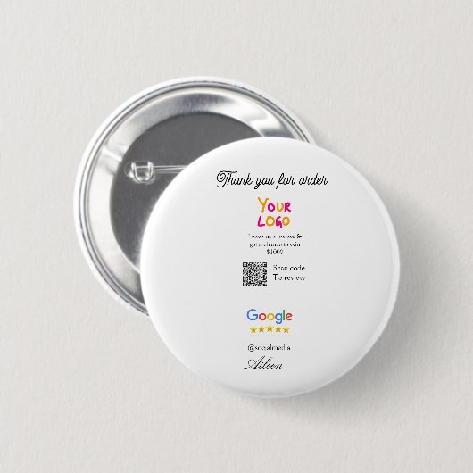 Google review business logo website scan QR code Button (Vorne & Hinten)