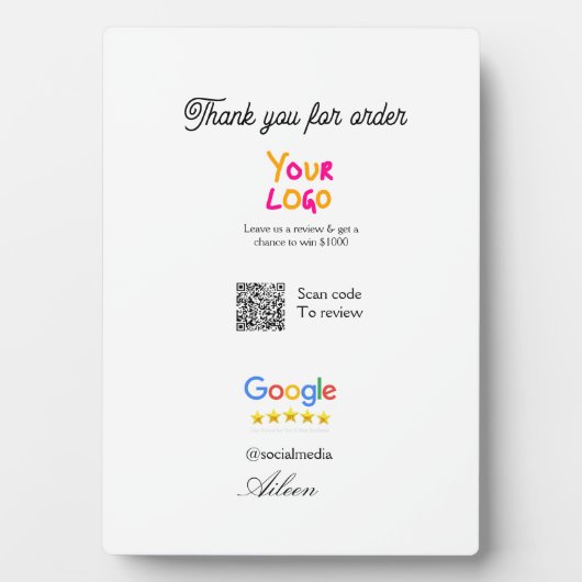 Google review business logo website scan QR code Fotoplatte (Vorderseite)