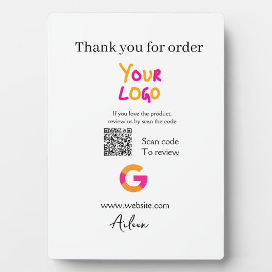 Google review business logo website scan QR code Fotoplatte (Vorderseite)