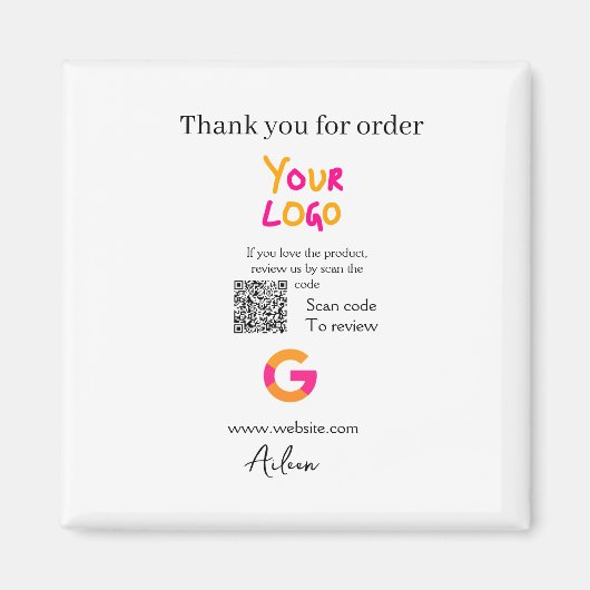 Google review business logo website scan QR code Magnet (Vorne)
