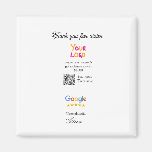Google review business logo website scan QR code Magnet (Vorne)