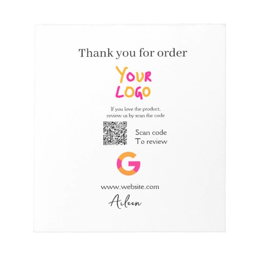 Google review business logo website scan QR code Notizblock (Vorderseite)
