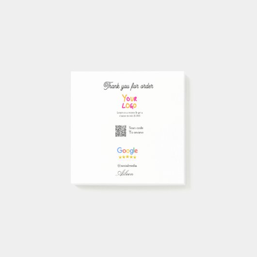 Google review business logo website scan QR code Post-it Klebezettel (Vorderseite)