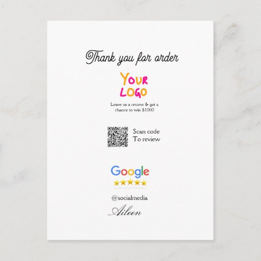 Google review business logo website scan QR code Postkarte (Vorderseite)