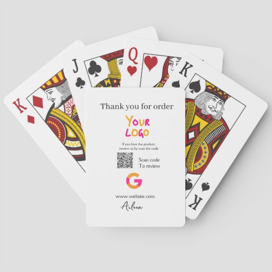 Google review business logo website scan QR code Spielkarten (Rückseite)