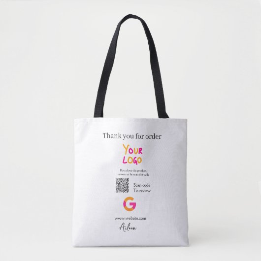 Google review business logo website scan QR code Tasche (Vorderseite)