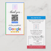 Google Review Card mit Coupon Cutoff & QR Code Visitenkarte (Vorne/Hinten)