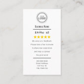 Google Review Card mit QR Code Link Template Visitenkarte (Rückseite)
