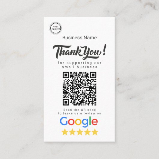 Google Review Card mit QR Code Link Template Visitenkarte (Vorderseite)