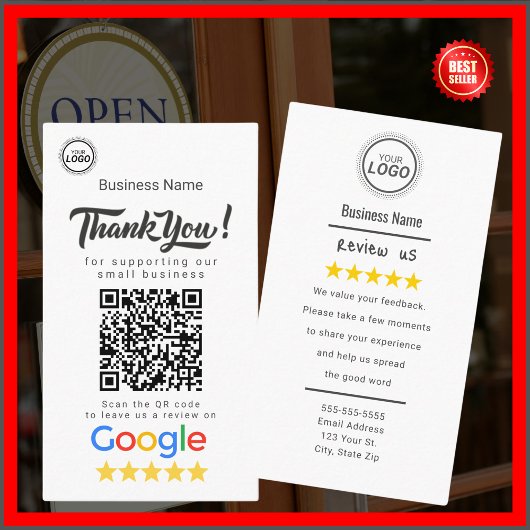 Google Review Card mit QR Code Link Template Visitenkarte