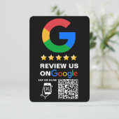 Google Review für moderne schwarze benutzerdefinie Begleitkarte (Stehend Vorderseite)