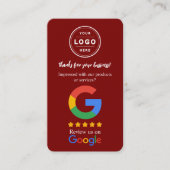 Google Review Geschäftskarten mit Logo und QR-Code Visitenkarte (Vorderseite)