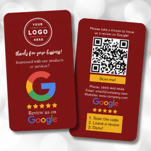 Google Review Geschäftskarten mit Logo und QR-Code Visitenkarte