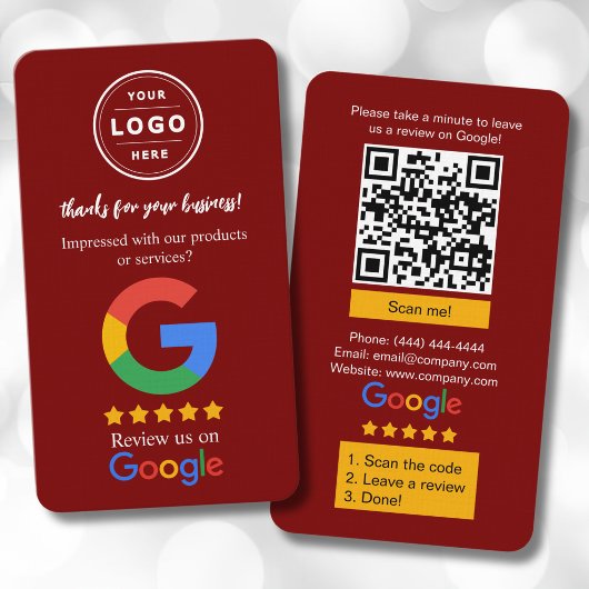 Google Review Geschäftskarten mit Logo und QR-Code Visitenkarte