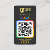 Google Review Geschäftskarten mit QR-Code Charcoal Visitenkarte (Vorderseite)