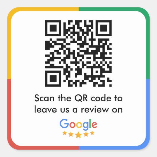 Google Review Link QR Code Quadratischer Aufkleber (Vorderseite)