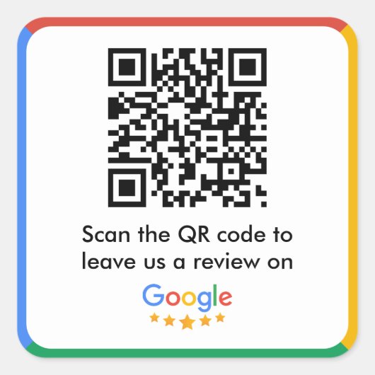 Google Review Link QR Code Quadratischer Aufkleber (Vorderseite)