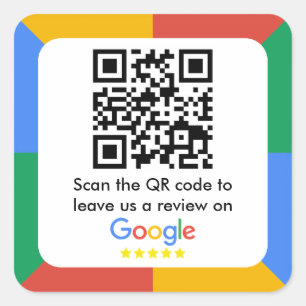 Google Review Link QR Code Quadratischer Aufkleber