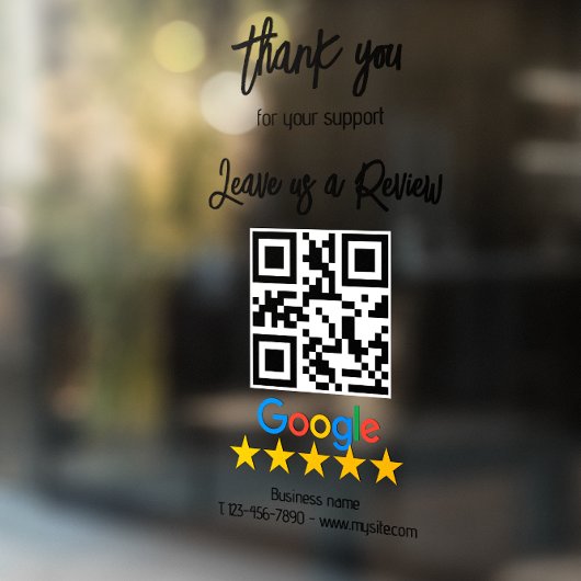 Google Review Mein Business Black QR Code Fensteraufkleber