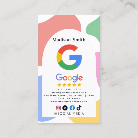 Google Review mit LOGO QR Code Link Business Card Visitenkarte (Rückseite)