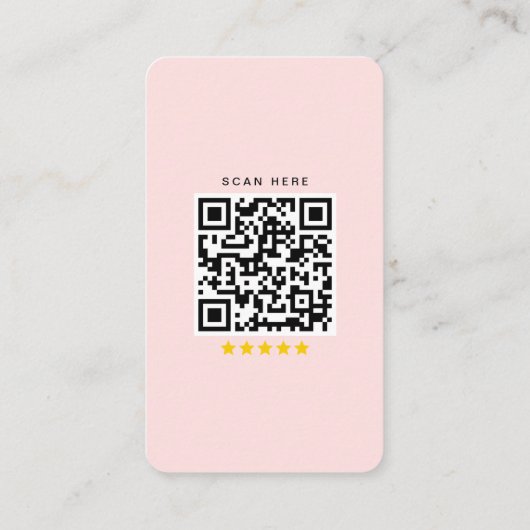Google Review mit QR-Code in rosa Visitenkarte (Rückseite)