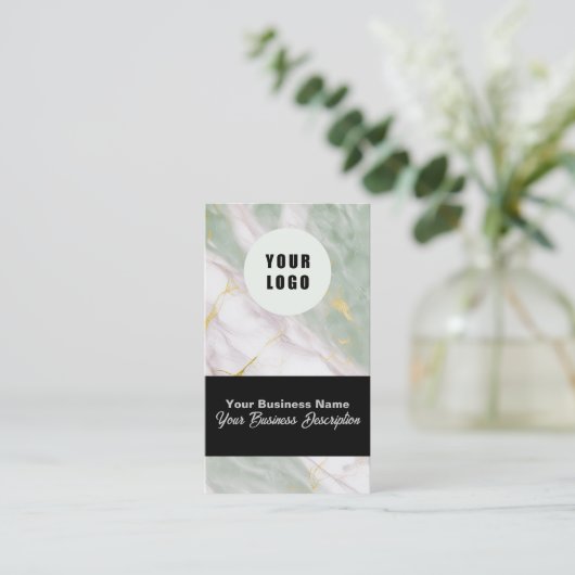 Google Review mit QR-Code Link marbig Visitenkarte (Stehend Vorderseite)