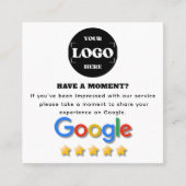 Google Review mit QR-Code Link Quadratische Visitenkarte (Vorderseite)