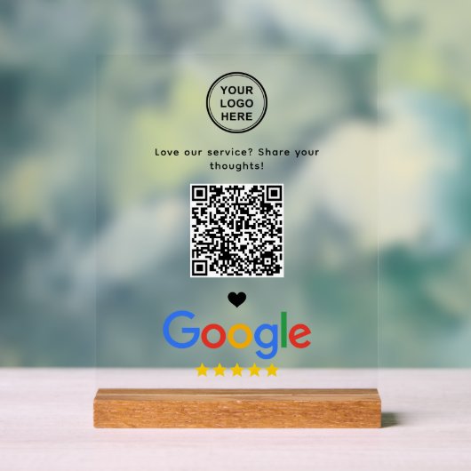 Google Review mit QR-Code Modernes Minimalistisch Acrylschild (Neutral)