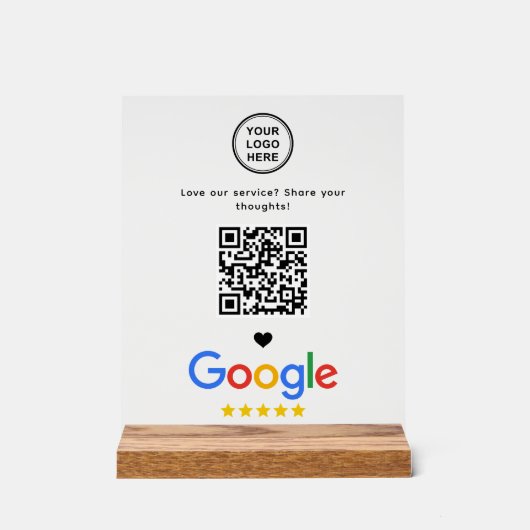 Google Review mit QR-Code Modernes Minimalistisch Acrylschild (Vorderseite)
