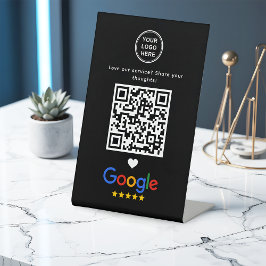 Google Review mit QR Code Modernes, schlankes Schw Sockelschild