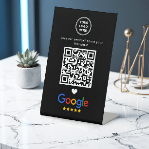 Google Review mit QR Code Modernes, schlankes Schw Sockelschild