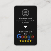 Google Review mit QR Code Sleek Black Visitenkarte (Vorderseite)