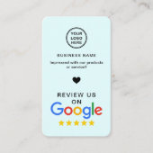 Google Review mit QR Code Soft Blue Visitenkarte (Vorderseite)