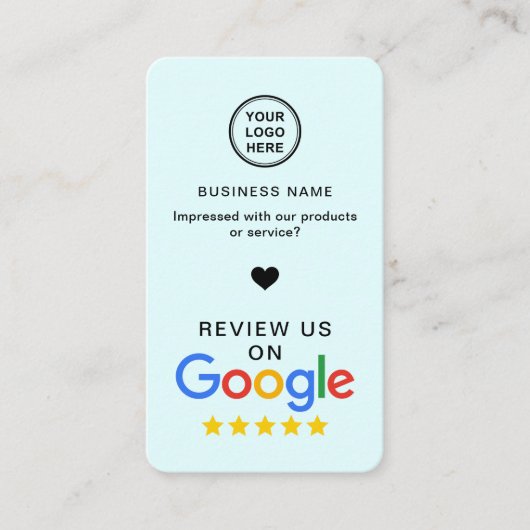 Google Review mit QR Code Soft Blue Visitenkarte (Vorderseite)