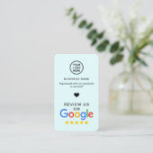 Google Review mit QR Code Soft Blue Visitenkarte (Stehend Vorderseite)