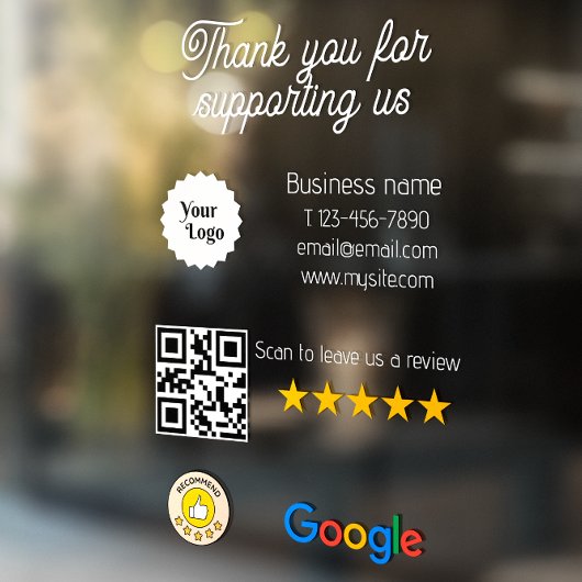 Google Review My Business Black QL-Logo Fensteraufkleber