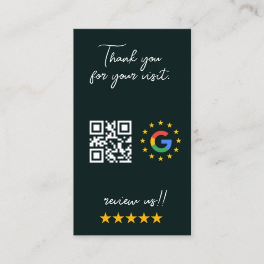 Google Review My Business Social Media QR-Code Visitenkarte (Vorderseite)