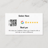 Google Review My Business Vielen Dank Qr Code Visitenkarte (Rückseite)