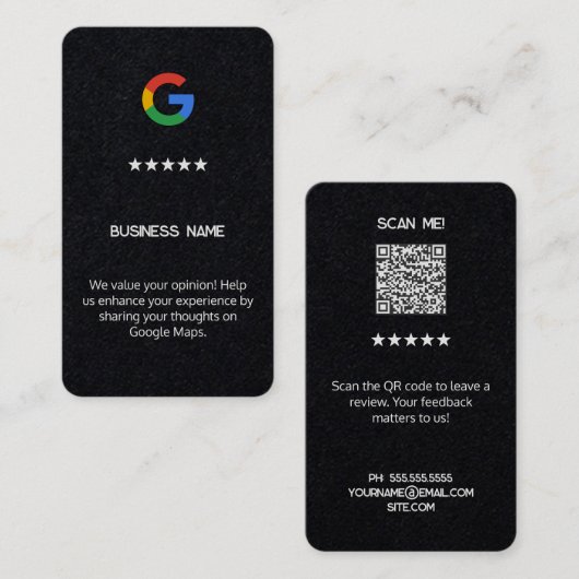 Google Review Premium Cards Visitenkarte (Vorne/Hinten)
