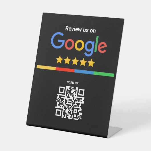 Google Review QR Code Black Sockelschild (Vorderseite)