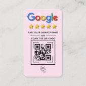 Google Review QR Code Blush Pink Stich zur Überprü Visitenkarte (Rückseite)