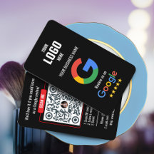 Google Review QR Code Business Card - Black 